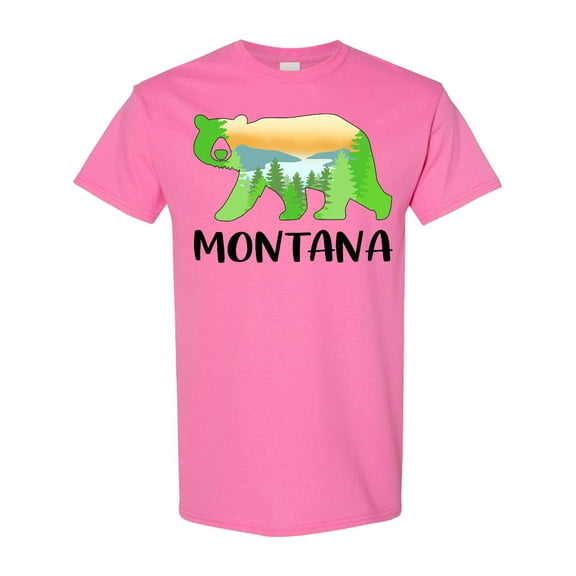 Inktastic Montana Lake and Trees in Bear Silhouette T-Shirt