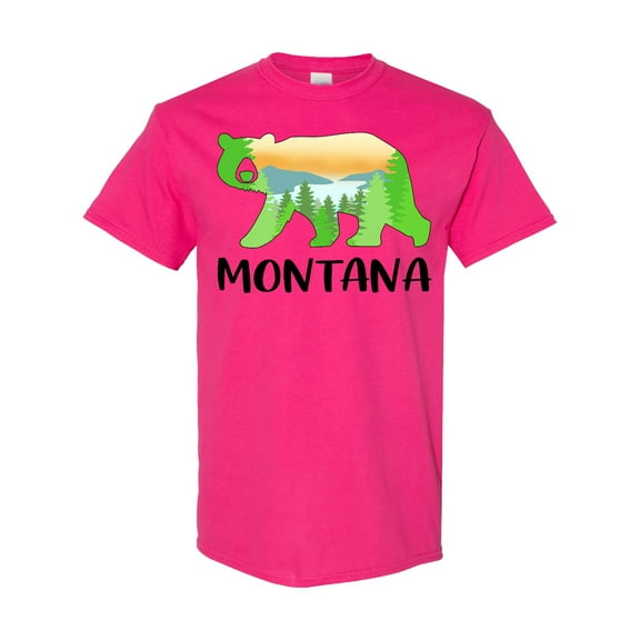 Inktastic Montana Lake and Trees in Bear Silhouette T-Shirt