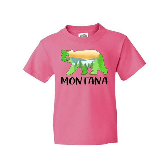Inktastic Montana Lake and Trees in Bear Silhouette Youth T-Shirt