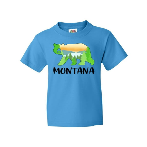 Inktastic Montana Lake and Trees in Bear Silhouette Youth T-Shirt