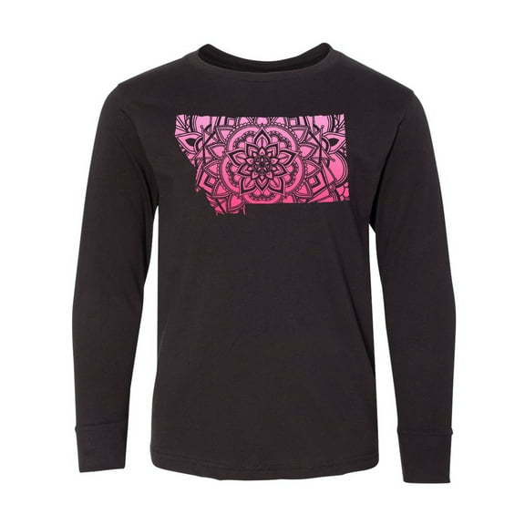 Inktastic Montana Silhouette Mandala Long Sleeve Youth T-Shirt