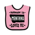 thumbnail image 1 of Inktastic Montana Someone Loves Me Boys or Girls Baby Bib, 1 of 4