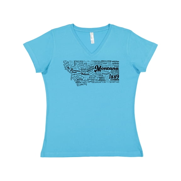 Inktastic Montana State Word Salad Women's V-Neck T-Shirt