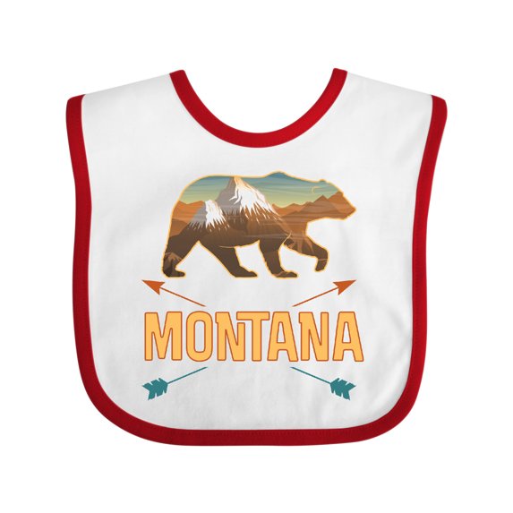 Inktastic Montana Vacation Bear Silhouette Boys or Girls Baby Bib