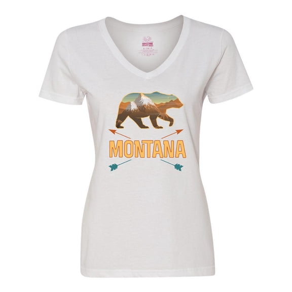Inktastic Montana Vacation Bear Silhouette Women's V-Neck T-Shirt