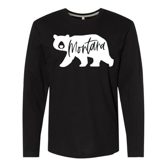 Inktastic Montana White Bear Silhouette Long Sleeve T-Shirt