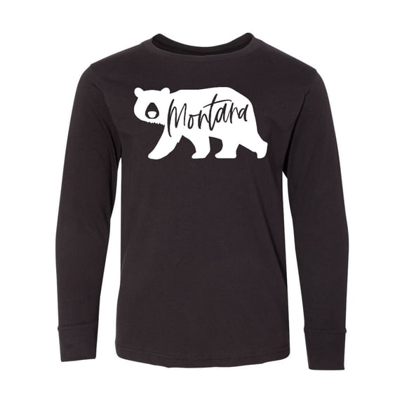 Inktastic Montana White Bear Silhouette Long Sleeve Youth T-Shirt