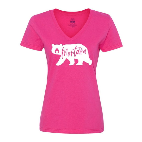 Inktastic Montana White Bear Silhouette Women's V-Neck T-Shirt