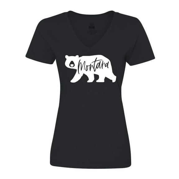 Inktastic Montana White Bear Silhouette Women's V-Neck T-Shirt