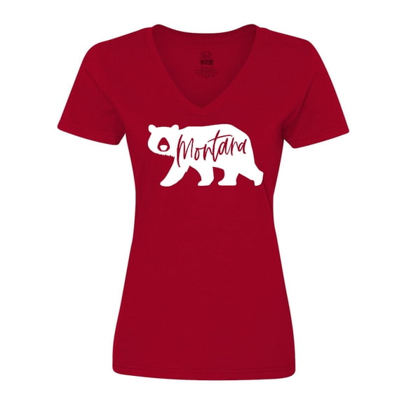 Inktastic Montana White Bear Silhouette Women's V-Neck T-Shirt
