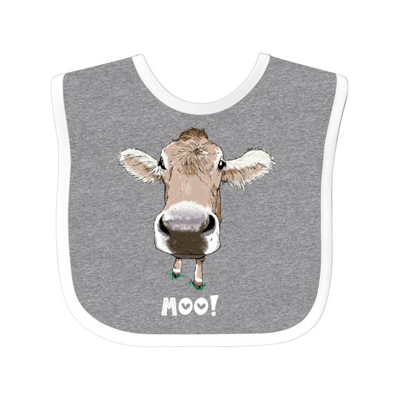 Inktastic Moo Cute Brown Holstein Cow Boys or Girls Baby Bib