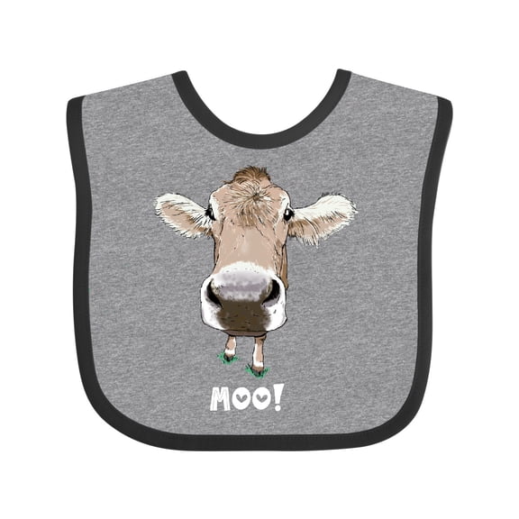 Inktastic Moo Cute Brown Holstein Cow Boys or Girls Baby Bib