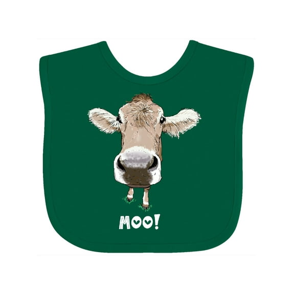 Inktastic Moo Cute Brown Holstein Cow Boys or Girls Baby Bib
