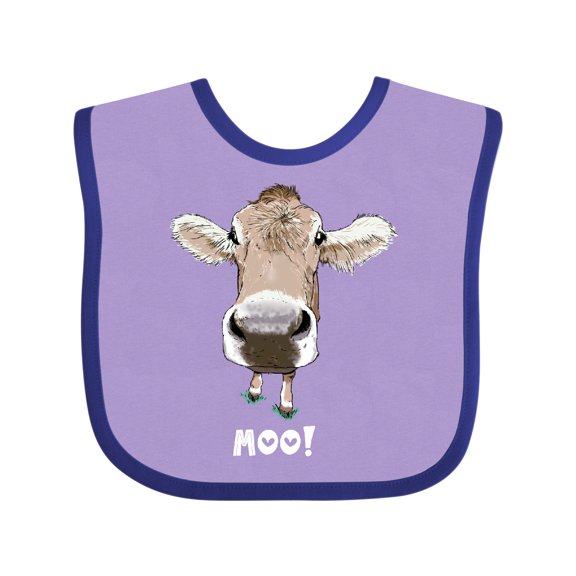 Inktastic Moo Cute Brown Holstein Cow Boys or Girls Baby Bib