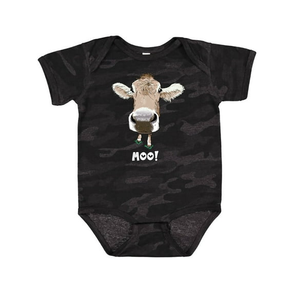 Inktastic Moo Cute Brown Holstein Cow Boys or Girls Baby Bodysuit