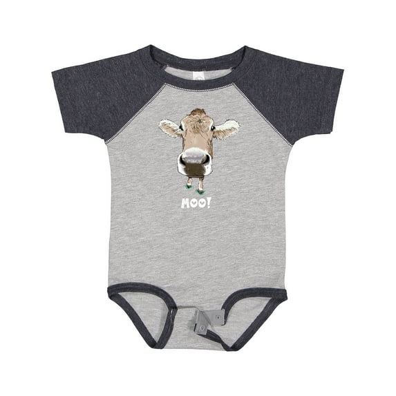 Inktastic Moo Cute Brown Holstein Cow Boys or Girls Baby Bodysuit