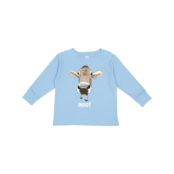 Inktastic Moo Cute Brown Holstein Cow Boys or Girls Long Sleeve Toddler T-Shirt