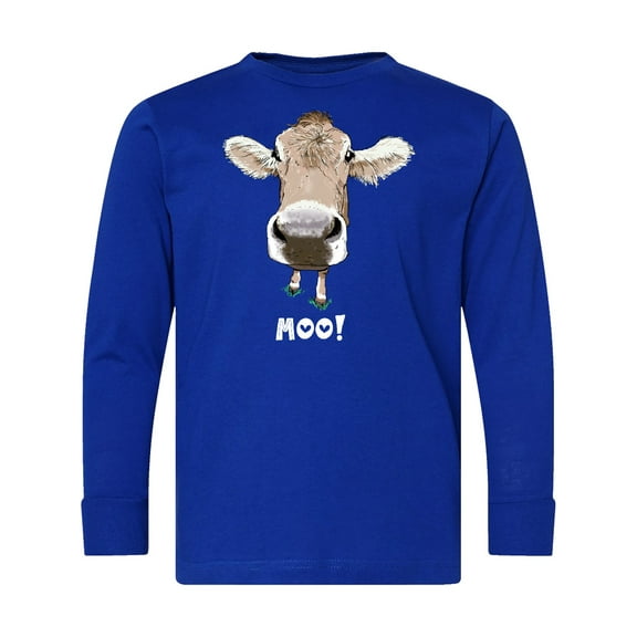 Inktastic Moo Cute Brown Holstein Cow Long Sleeve Youth T-Shirt