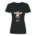 thumbnail image 1 of Inktastic Moo Cute Brown Holstein Cow Women's V-Neck T-Shirt, 1 of 5