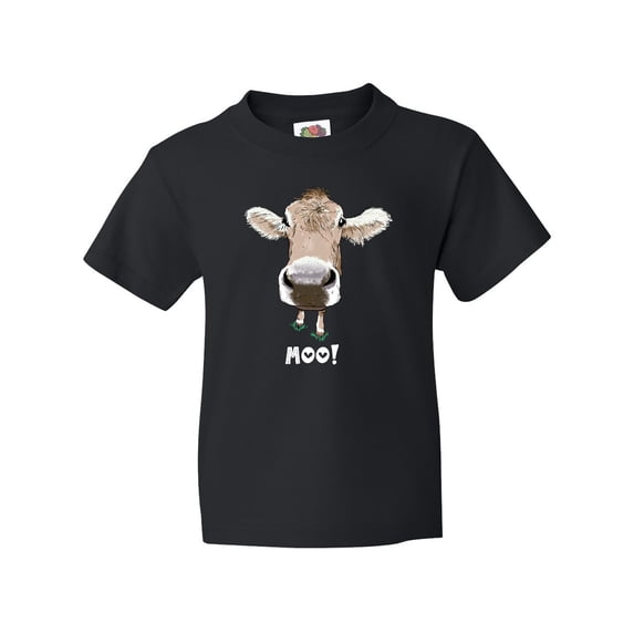Inktastic Moo Cute Brown Holstein Cow Youth T-Shirt
