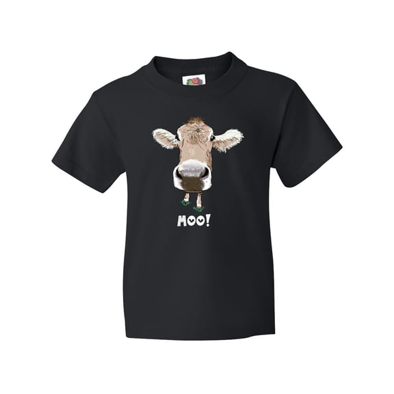 Inktastic Moo Cute Brown Holstein Cow Youth T-Shirt