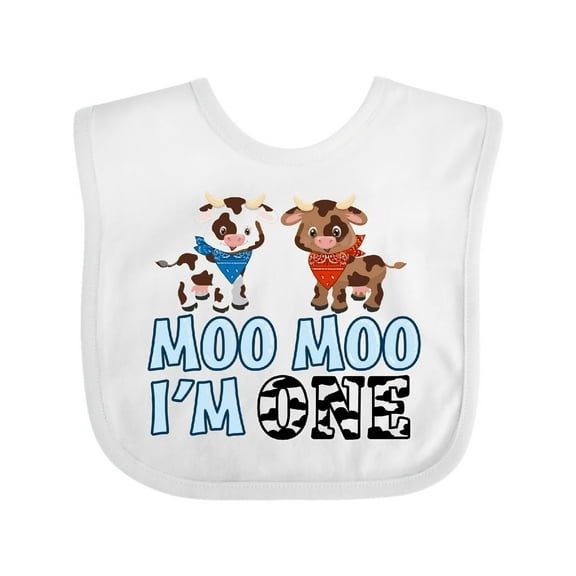 Inktastic Moo Moo I'm 1 with Cute Holstein Cows Boys or Girls Baby Bib