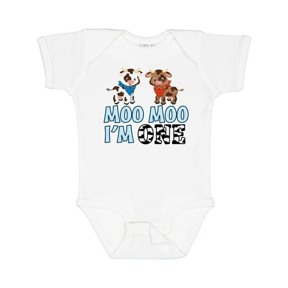 Inktastic Moo Moo I'm 1 with Cute Holstein Cows Boys or Girls Baby Bodysuit