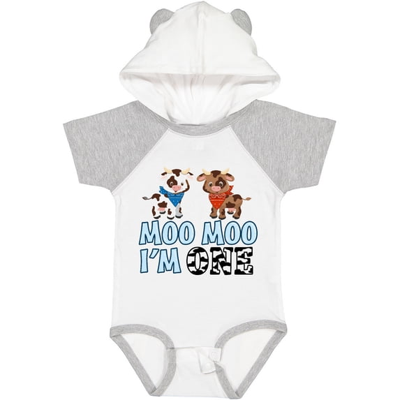 Inktastic Moo Moo I'm 1 with Cute Holstein Cows Boys or Girls Baby Bodysuit