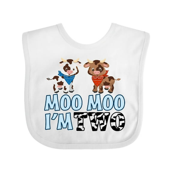 Inktastic Moo Moo I'm 2 with Cute Holstein Cows Boys or Girls Baby Bib