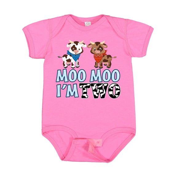 Inktastic Moo Moo I'm 2 with Cute Holstein Cows Boys or Girls Baby Bodysuit