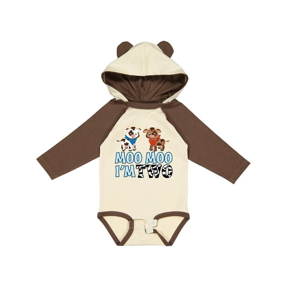 Inktastic Moo Moo I'm 2 with Cute Holstein Cows Boys or Girls Long Sleeve Baby Bodysuit