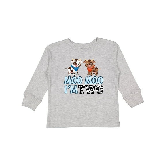 Inktastic Moo Moo I'm 2 with Cute Holstein Cows Boys or Girls Long Sleeve Toddler T-Shirt