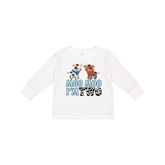 Inktastic Moo Moo I'm 2 with Cute Holstein Cows Boys or Girls Long Sleeve Toddler T-Shirt