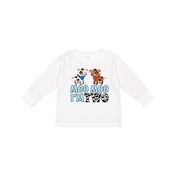 Inktastic Moo Moo I'm 2 with Cute Holstein Cows Boys or Girls Long Sleeve Toddler T-Shirt