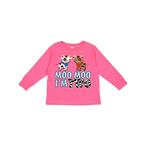 Inktastic Moo Moo I'm 2 with Cute Holstein Cows Boys or Girls Long Sleeve Toddler T-Shirt