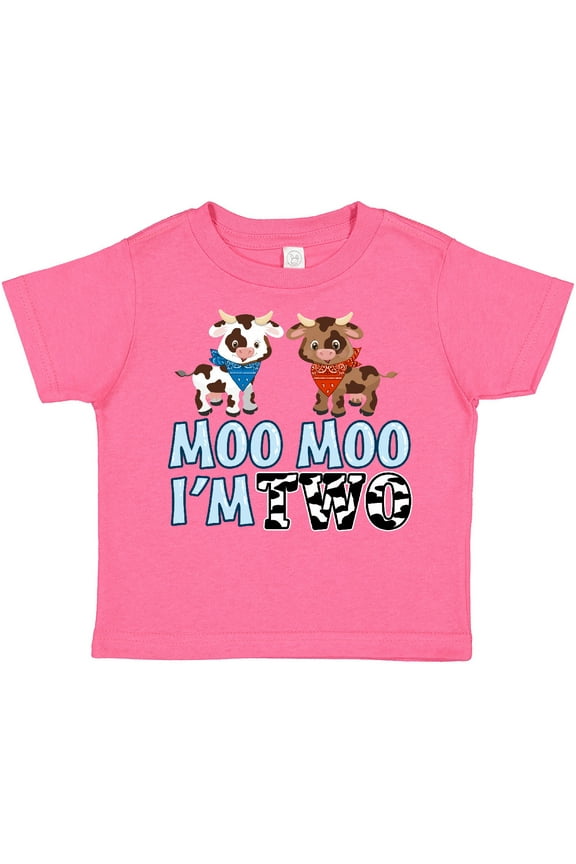 Moo Moo I'm 2 with Cute Holstein Cows Boys or Girls Toddler T-Shirt