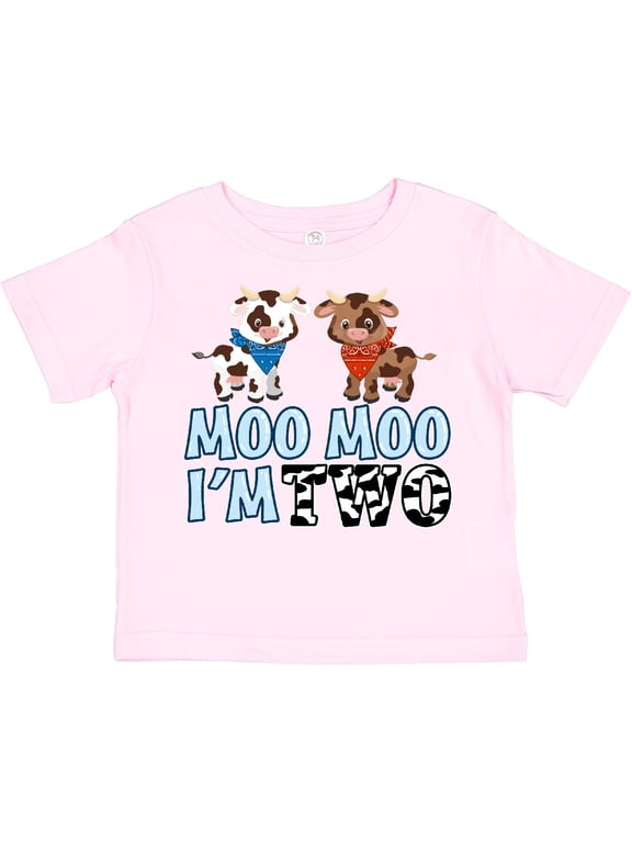 Moo Moo I'm 2 with Cute Holstein Cows Boys or Girls Toddler T-Shirt