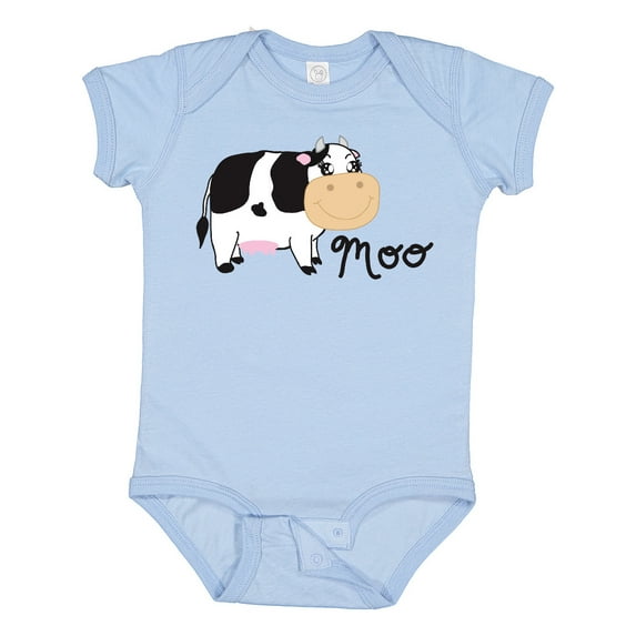 Inktastic Moo says the cow Boys or Girls Baby Bodysuit