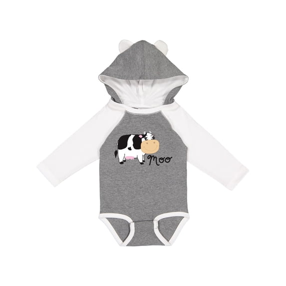 Inktastic Moo says the cow Boys or Girls Long Sleeve Baby Bodysuit