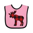 thumbnail image 1 of Inktastic Moose Silhouette Plaid Boys or Girls Baby Bib, 1 of 4