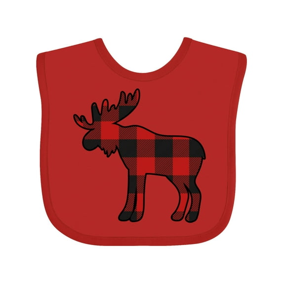 Inktastic Moose Silhouette Plaid Boys or Girls Baby Bib