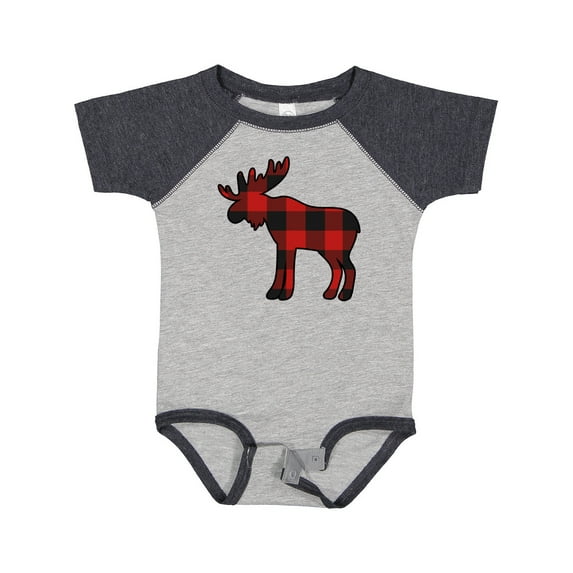 Inktastic Moose Silhouette Plaid Boys or Girls Baby Bodysuit