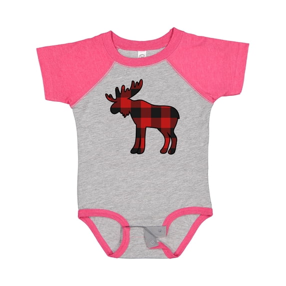Inktastic Moose Silhouette Plaid Boys or Girls Baby Bodysuit