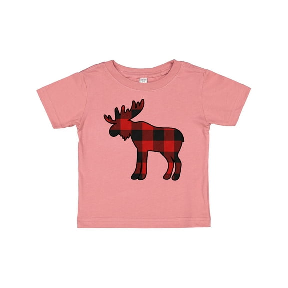 Inktastic Moose Silhouette Plaid Boys or Girls Baby T-Shirt