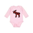 thumbnail image 1 of Inktastic Moose Silhouette Plaid Boys or Girls Long Sleeve Baby Bodysuit, 1 of 5