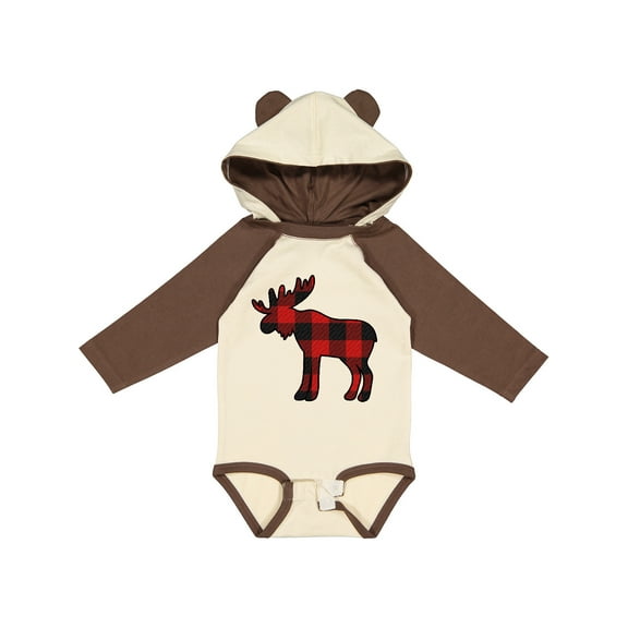 Inktastic Moose Silhouette Plaid Boys or Girls Long Sleeve Baby Bodysuit