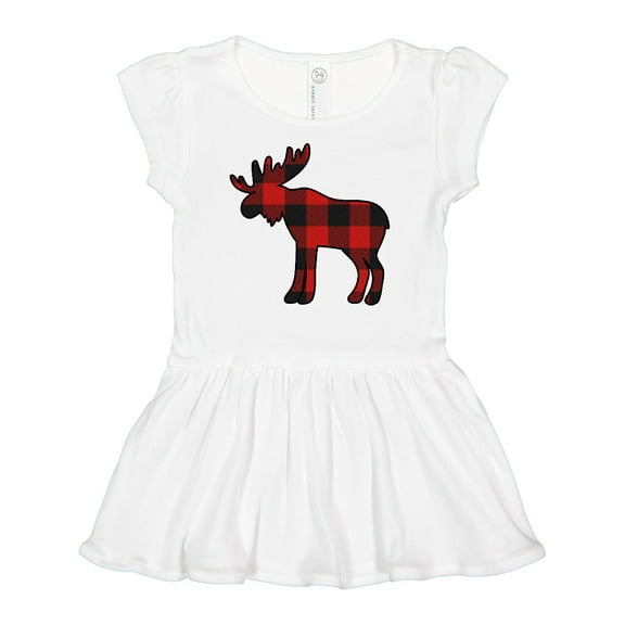 Inktastic Moose Silhouette Plaid Girls Baby Dress