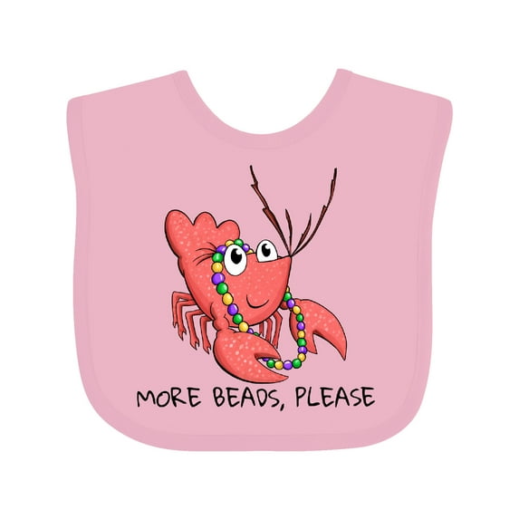Inktastic More Beads, Please Cute Mardi Gras Crawfish Boys or Girls Baby Bib
