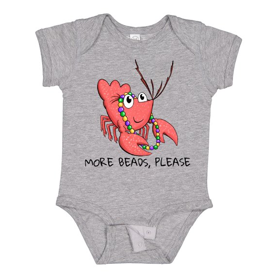 Inktastic More Beads, Please Cute Mardi Gras Crawfish Boys or Girls Baby Bodysuit