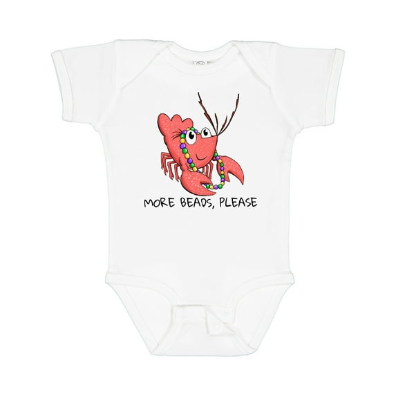 Inktastic More Beads, Please Cute Mardi Gras Crawfish Boys or Girls Baby Bodysuit